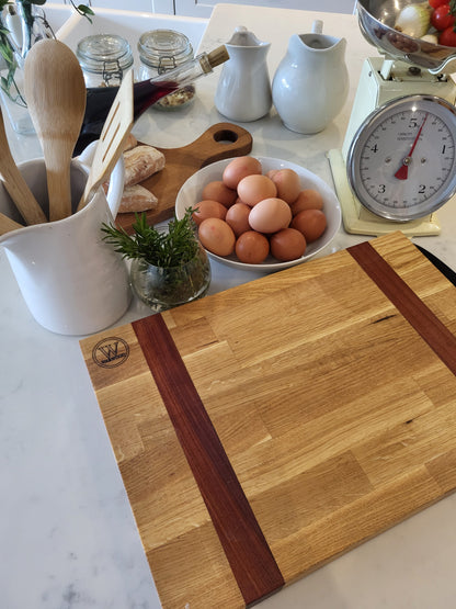 Heritage Oak Cutting Board with Sapele Accents